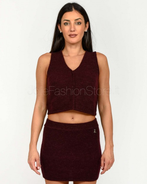 Patrizia Pepe Top Cropped in Maglia Morbida Purple Red  2K0324 K293 M536