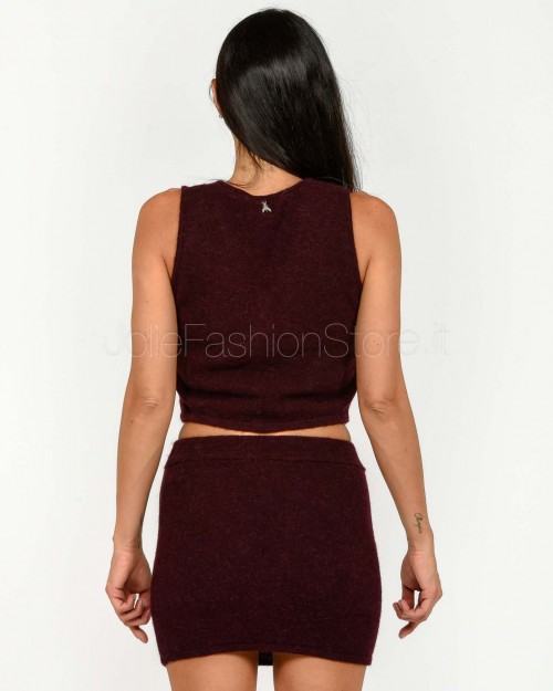 Patrizia Pepe Top Cropped in Maglia Morbida Purple Red  2K0324 K293 M536