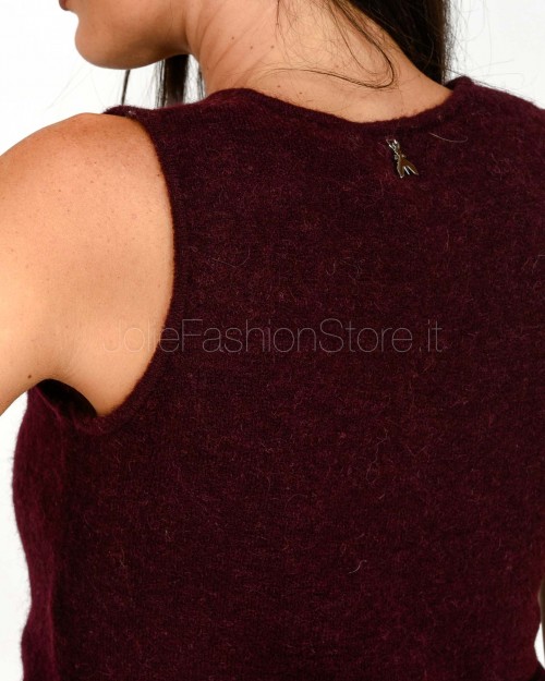 Patrizia Pepe Top Cropped in Maglia Morbida Purple Red  2K0324 K293 M536