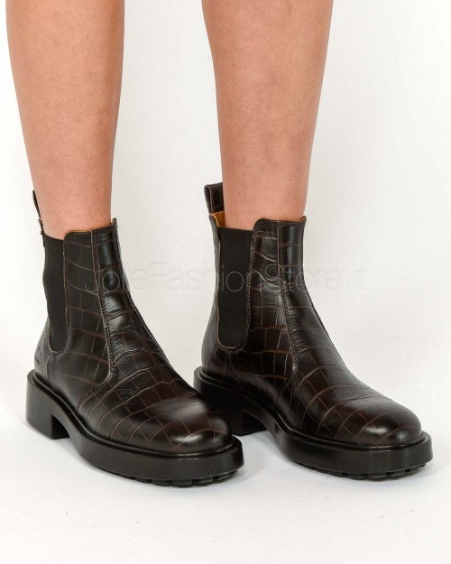 Copenhagen Stivaletto Stampa Croco Marrone