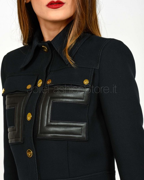 Elisabetta Franchi Giacca in Doppio Crêpe con Dettagli Logo Nero  GI15957E2 110