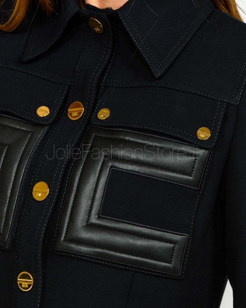Elisabetta Franchi Giacca in Doppio Crêpe con Dettagli Logo Nero  GI15957E2 110