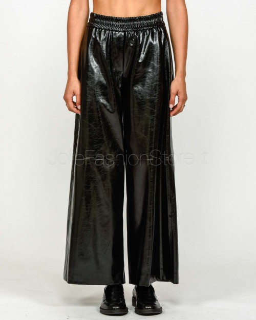 Meimeij Pantalone in Ecopelle Effetto Vernice Nero  M5IAC1 100