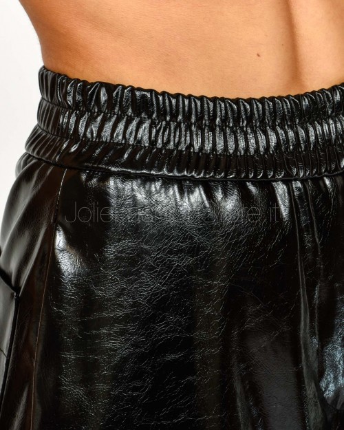 Meimeij Pantalone in Ecopelle Effetto Vernice Nero  M5IAC1 100