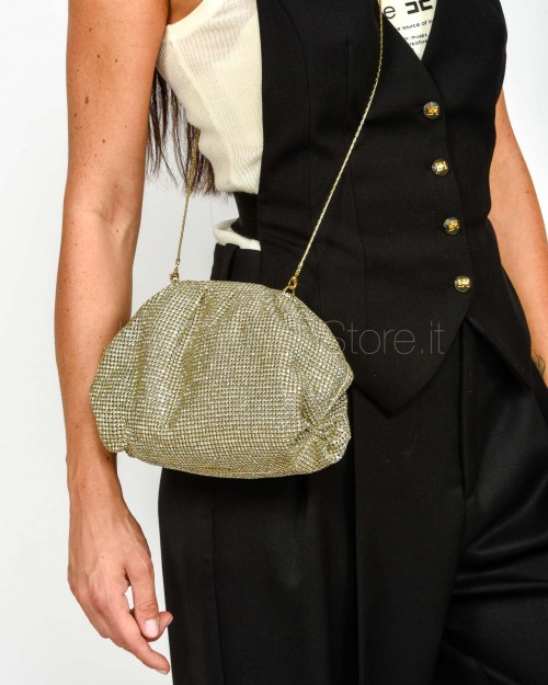 Twenty Fourhaitch Pouch Bag in Maglia di Cristalli Oro  PETRA ORO