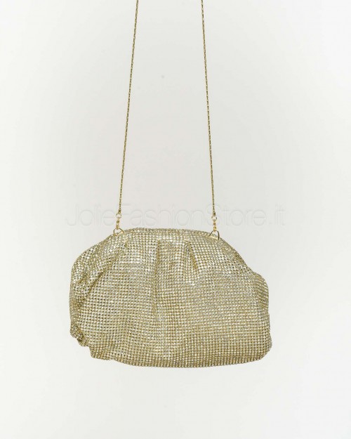 Twenty Fourhaitch Pouch Bag in Maglia di Cristalli Oro  PETRA ORO