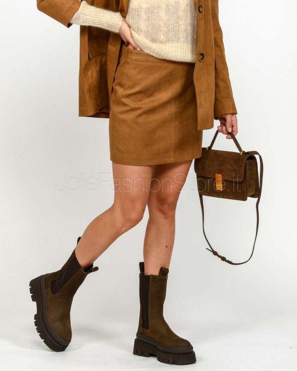 Grace & Mila Gonna in Suede Cammello  SURPRENANTE CAMEL