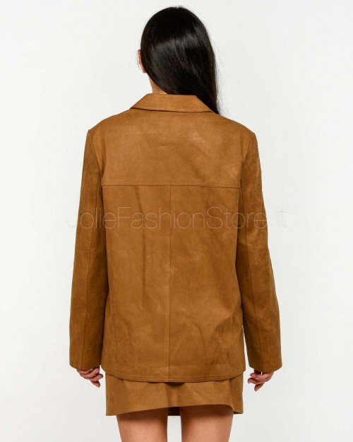 Grace & Mila Giacca Monopetto Dritta in Suede Cammello  SHANNON CAMEL