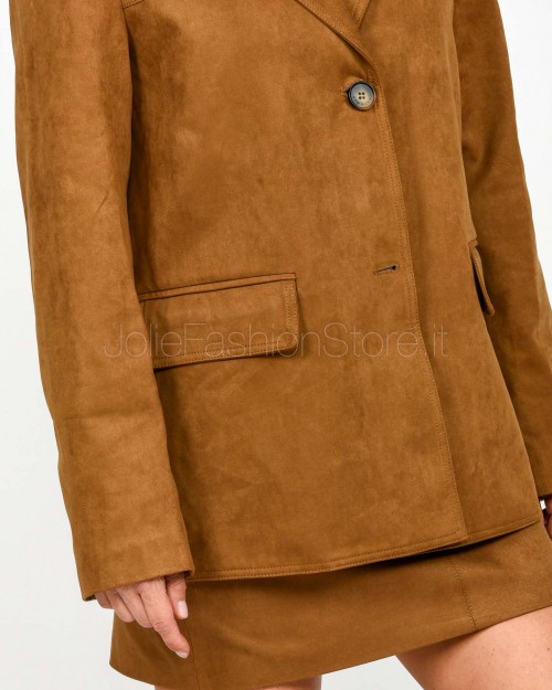 Grace & Mila Giacca Monopetto Dritta in Suede Cammello  SHANNON CAMEL