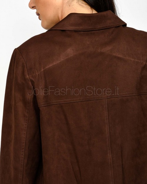 Grace & Mila Giacca Monopetto Dritta in Suede Cioccolato  SHANNON CHOCOLAT