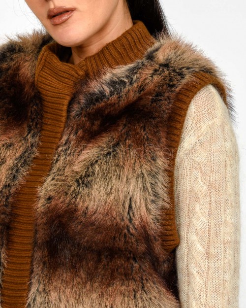 Sword Pelliccia Gilet Eco Zibellino Chestnut  9019 CHESTNUT