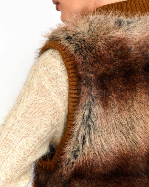 Sword Pelliccia Gilet Eco Zibellino Chestnut  9019 CHESTNUT