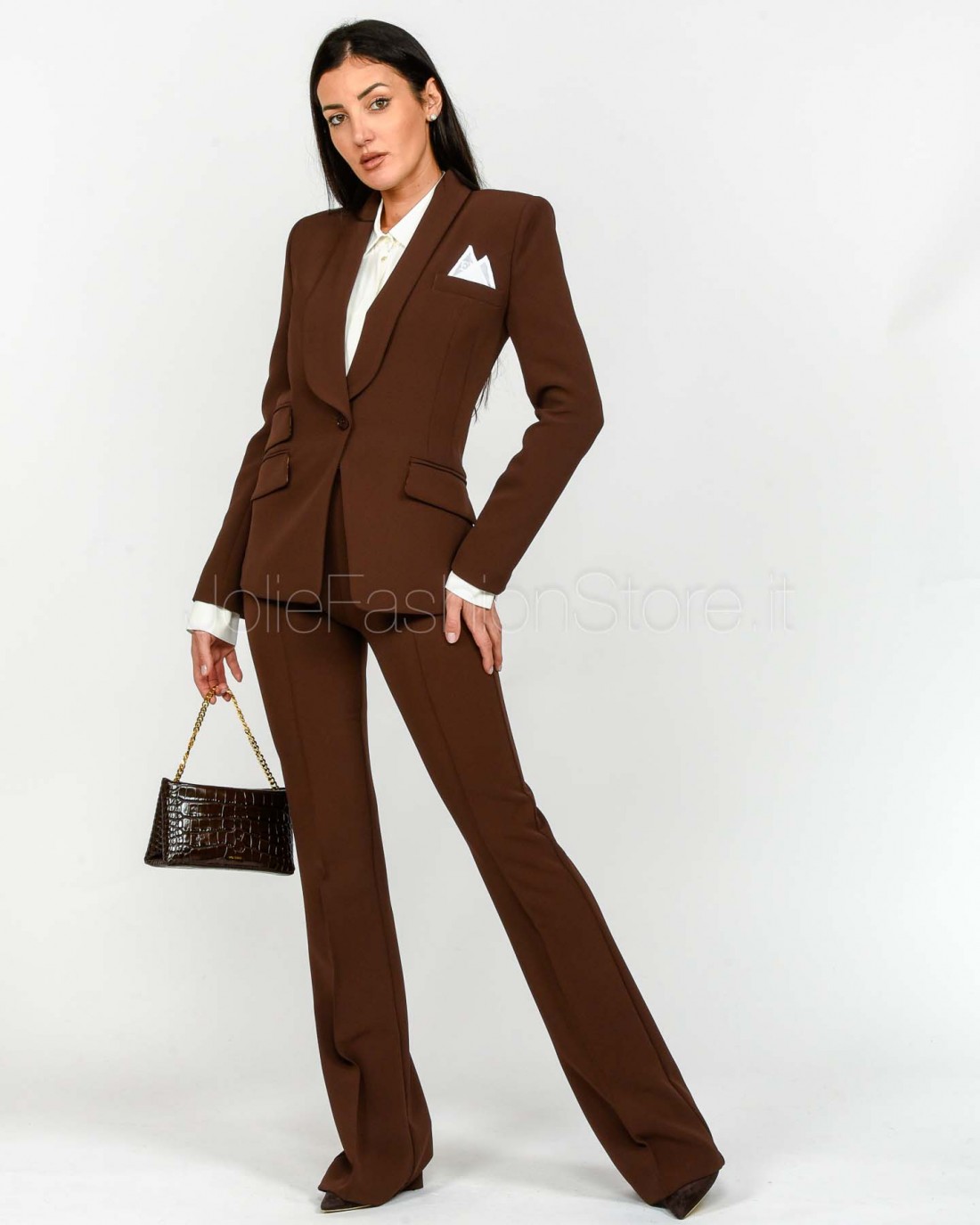 Elisabetta Franchi Completo Giacca + Pantalone Coffee  TP00156E2 EA3