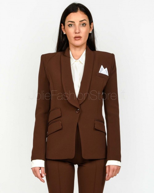 Elisabetta Franchi Completo Giacca + Pantalone Coffee  TP00156E2 EA3