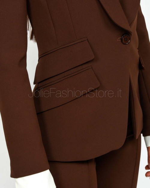 Elisabetta Franchi Completo Giacca + Pantalone Coffee  TP00156E2 EA3