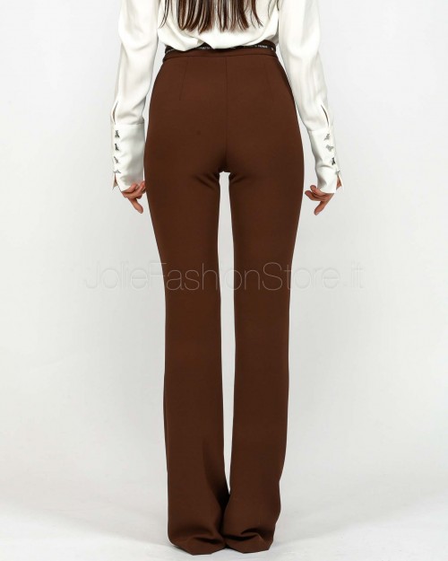 Elisabetta Franchi Tailleur in Crêpe Giacca + Pantalone Coffee  TP00156E2 EA3
