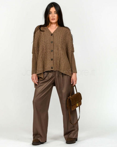 Squad Pantalone a Palazzo con Piences Marrone  BADIA CASHA