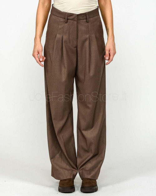 Squad Pantalone a Palazzo con Piences Marrone  BADIA CASHA