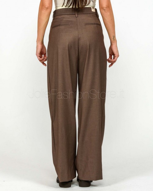 Squad Pantalone a Palazzo con Piences Marrone  BADIA CASHA