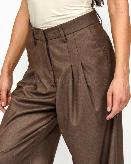 Squad Pantalone a Palazzo con Piences Marrone  BADIA CASHA