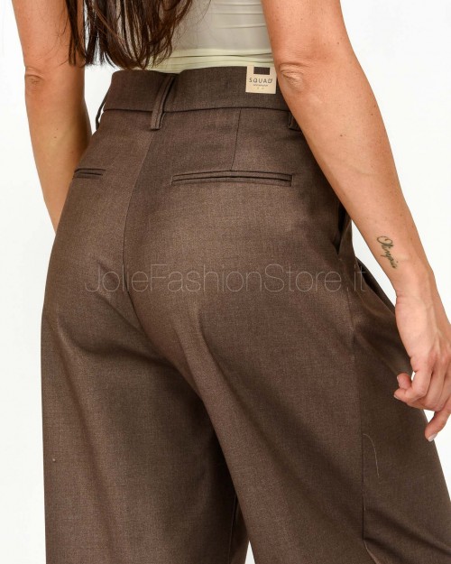 Squad Pantalone a Palazzo con Piences Marrone  BADIA CASHA
