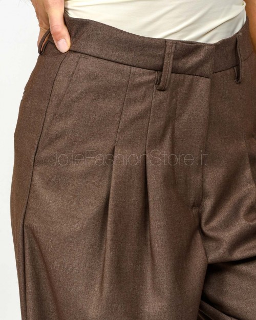 Squad Pantalone a Palazzo con Piences Marrone  BADIA CASHA