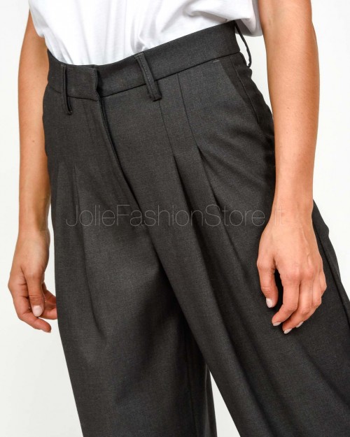 Squad Pantalone a Palazzo con Piences Grigio  BADIA GRIGIO