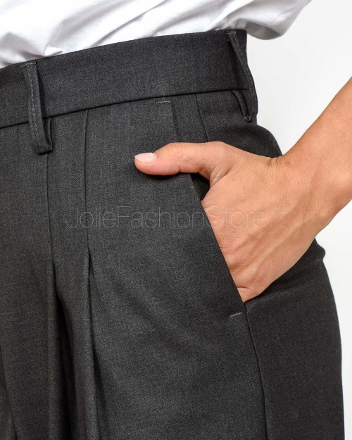 Squad Pantalone a Palazzo con Piences Grigio  BADIA GRIGIO