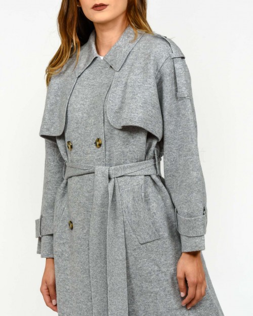 Not Shy Trench in Cashmere Grigio Modello Talia  TALIA GRIS CHINE