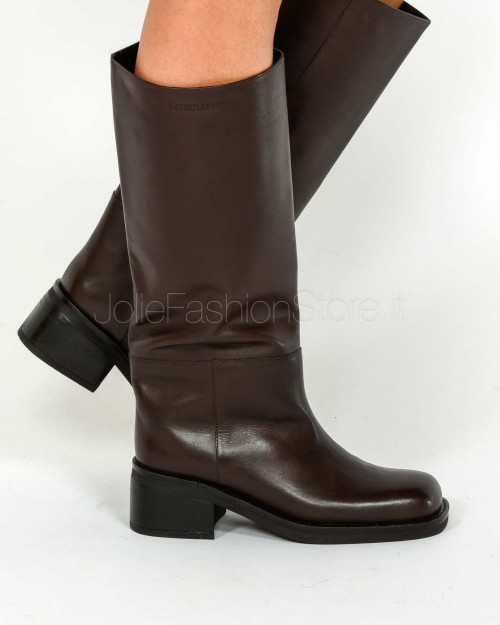 Patrizia Pepe Stivali Daily Square in Pelle Deep Chocolate  2Y0042 L048 B856
