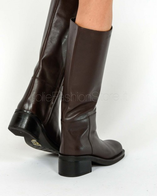 Patrizia Pepe Stivali Daily Square in Pelle Deep Chocolate  2Y0042 L048 B856