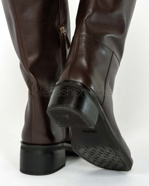 Patrizia Pepe Stivali Daily Square in Pelle Deep Chocolate  2Y0042 L048 B856