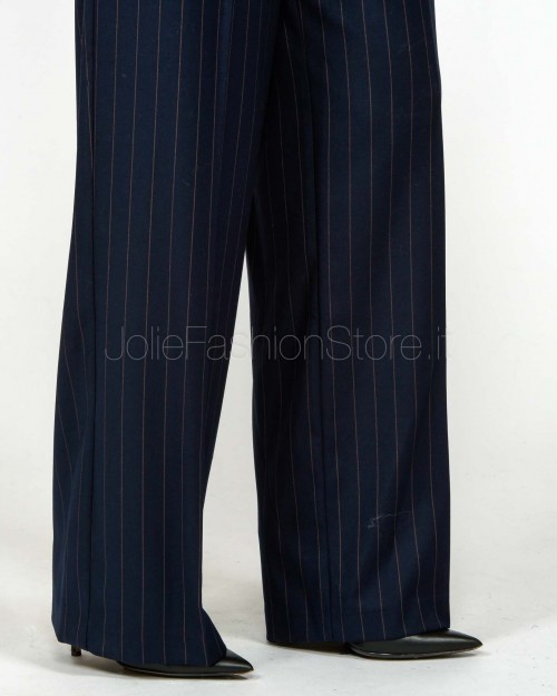 Actualee Pantalone Gessato Blu/Marrone  15136 BLU