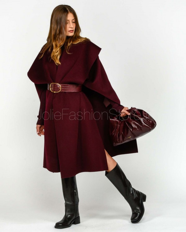 Elisabetta Franchi Cappotto Con Cintura Merlot  CP67D56E2 EA4