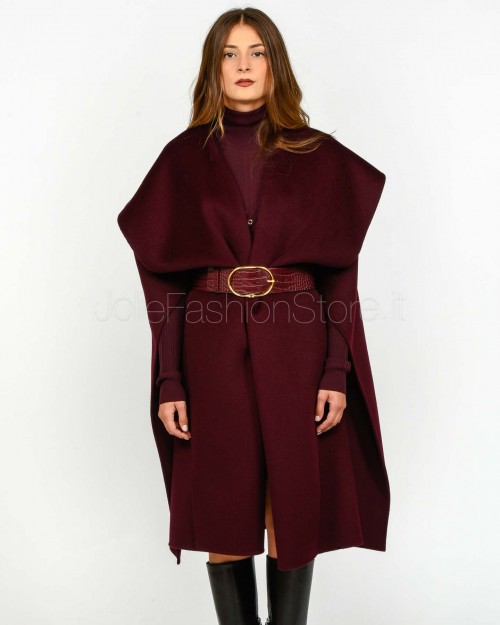 Elisabetta Franchi Mantella in Panno di Lana Double Merlot  CP67D56E2 EA4