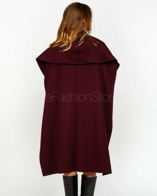 Elisabetta Franchi Mantella in Panno di Lana Double Merlot  CP67D56E2 EA4