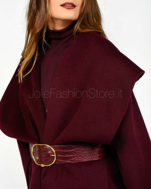 Elisabetta Franchi Mantella in Panno di Lana Double Merlot  CP67D56E2 EA4