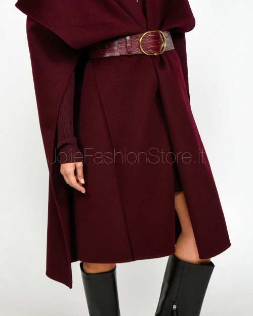 Elisabetta Franchi Mantella in Panno di Lana Double Merlot  CP67D56E2 EA4