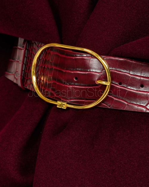 Elisabetta Franchi Mantella in Panno di Lana Double Merlot  CP67D56E2 EA4