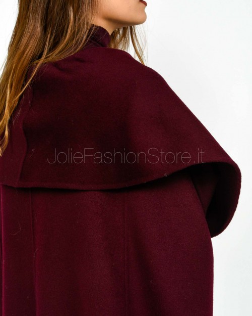 Elisabetta Franchi Mantella in Panno di Lana Double Merlot  CP67D56E2 EA4