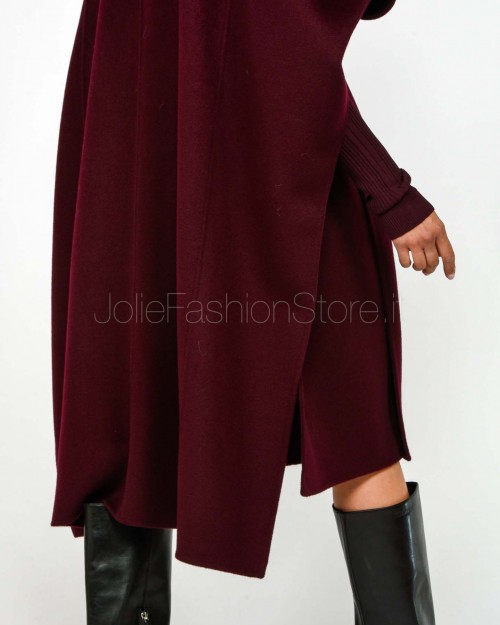 Elisabetta Franchi Mantella in Panno di Lana Double Merlot  CP67D56E2 EA4
