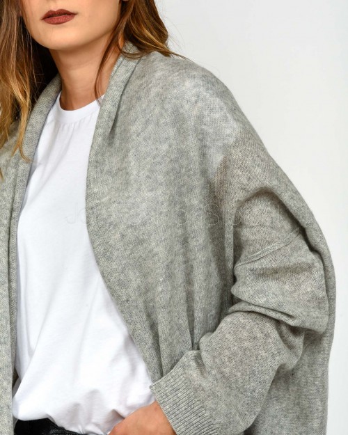Not Shy Cardigan in Cashmere Grigio Modello Diluvia  DILUVIA GRIS CHINE