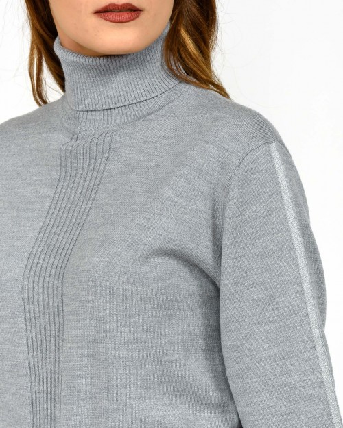 Patrizia Pepe Maglia Collo Alto Banda Lurex Mistery Gray Melange  2K0340 KM36 S742