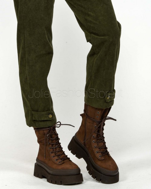 Squad Pantalone a Costine Verde Bottiglia  MINA 079