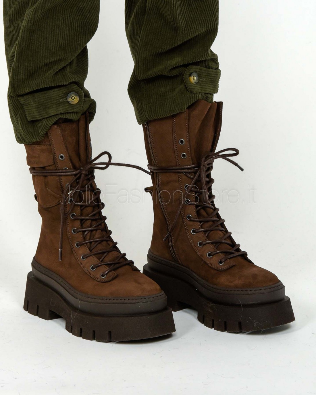 Copenhagen Lace Up Boot Nubuck Chocolate  CPH691 CHO