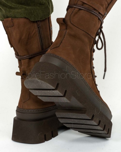 Copenhagen Lace Up Boot Nubuck Chocolate  CPH691 CHO