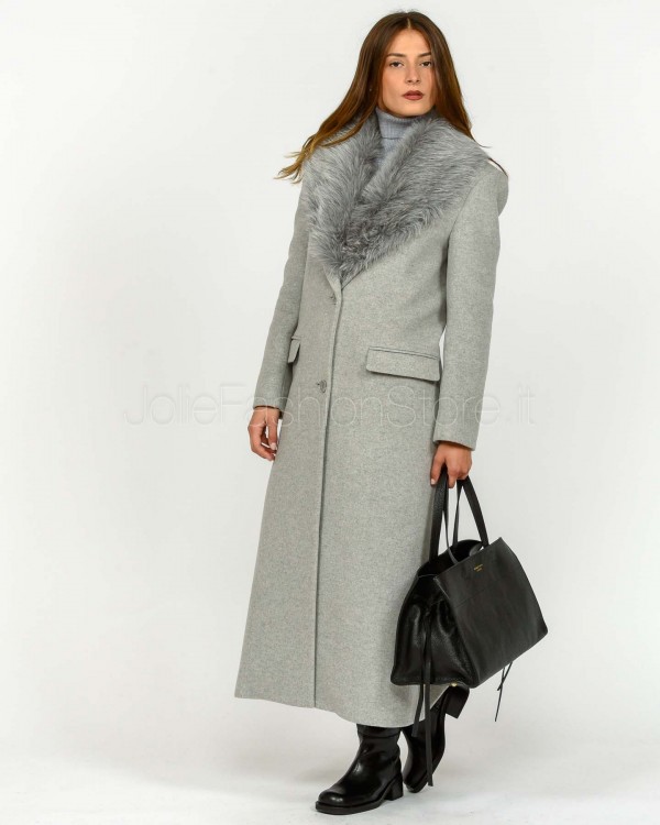 Patrizia Pepe Cappotto Con Collo In Pelliccia Grigio Chiaro Mel.  2O0212 A512 S263