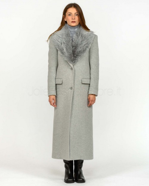 Patrizia Pepe Cappotto Con Collo In Pelliccia Grigio Chiaro Mel.  2O0212 A512 S263
