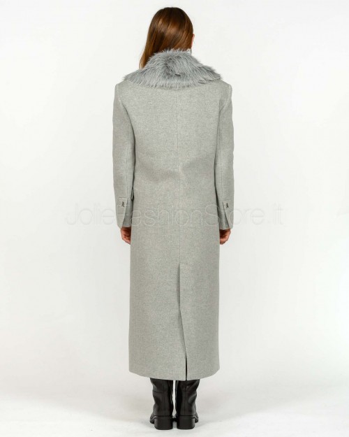 Patrizia Pepe Cappotto Con Collo In Pelliccia Grigio Chiaro Mel.  2O0212 A512 S263