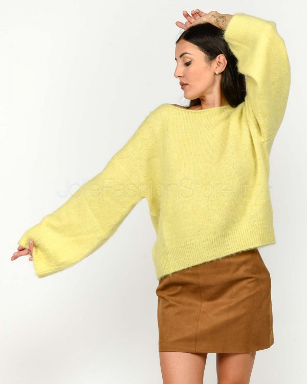 Solo Tre Maglione Misto Lana Scollo a Barca Giallo  M3F0060 FU 20S PULCINO